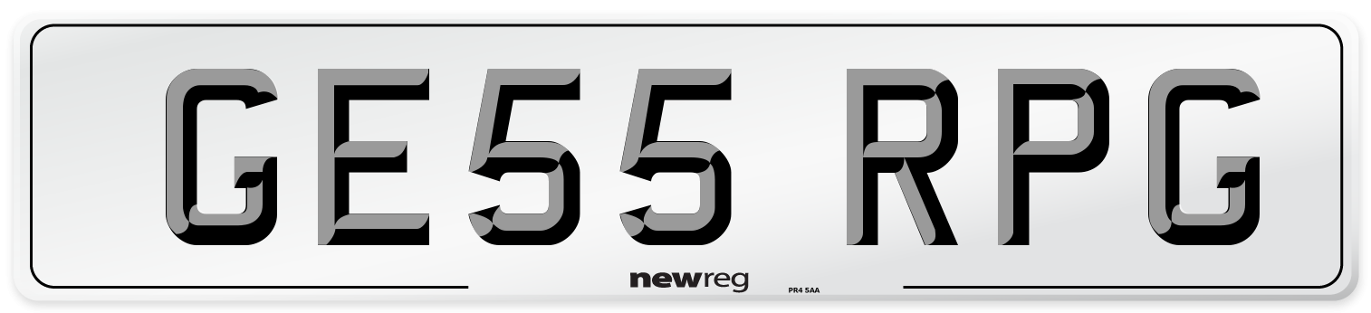 GE55 RPG Number Plate from New Reg